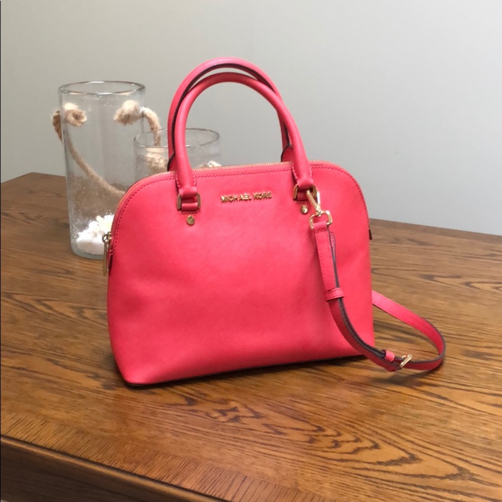 Michael Kors Red Leather Satchel Bag